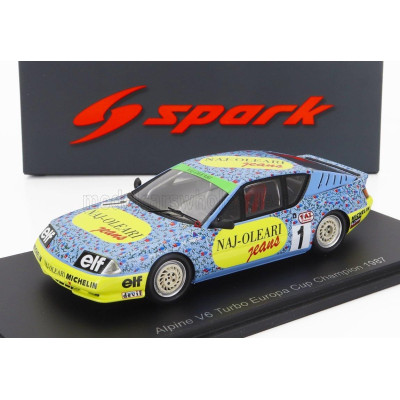 SPARK MODEL RENAULT ALPINE V6 TURBO N 1 EUROPA CUP CHAMPION 1987 M.SIGALA - LIGHT BLUE YELLOW 1/43