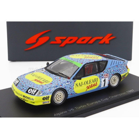 SPARK MODEL RENAULT ALPINE V6 TURBO N 1 EUROPA CUP CHAMPION 1987 M.SIGALA - LIGHT BLUE YELLOW 1/43