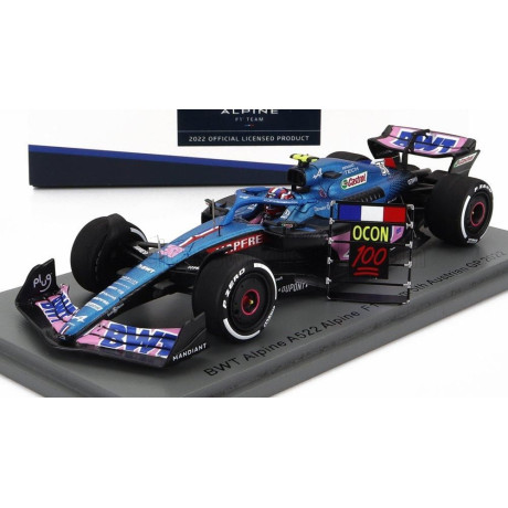 SPARK MODEL ALPINE F1 A522 TEAM ALPINE BWT N 31 5th AUSTRIAN GP 2022 - 100th GP ESTEBAN OCON - BLUE PINK 1/43
