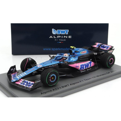 SPARK MODEL ALPINE F1  A523 TEAM BWT ALPINE N 10 7th MONACO GP 2023 PIERRE GASLY - BLUE BLACK PINK 1/43