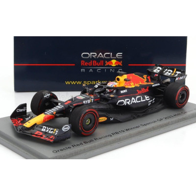 SPARK MODEL RED BULL F1  RB19 TEAM ORACLE RED BULL RACING N 1 WORLD CHAMPION (40th CAREER VICTORY) WINNER SPAIN GP 2023 MAX VERS