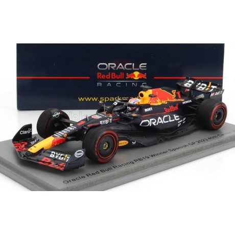 SPARK MODEL RED BULL F1  RB19 TEAM ORACLE RED BULL RACING N 1 WORLD CHAMPION (40th CAREER VICTORY) WINNER SPAIN GP 2023 MAX VERS