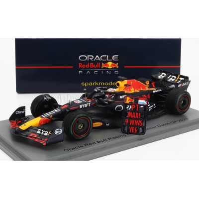 SPARK MODEL RED BULL F1  RB19 TEAM ORACLE RED BULL RACING N 1 WORLD CHAMPION WINNER DUTCH GP 2023 MAX VERSTAPPEN - MATT BLUE 1/4