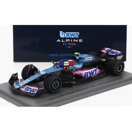 SPARK MODEL ALPINE F1  A523 TEAM BWT ALPINE N 10 3rd DUTCH GP 2023 PIERRE GASLY - BLUE PINK 1/43