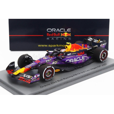 SPARK MODEL RED BULL F1  RB19 TEAM ORACLE RED BULL RACING N 11 3rd LAS VEGAS USA GP 2023 SERGIO PEREZ - PURPLE YELLOW RED 1/43