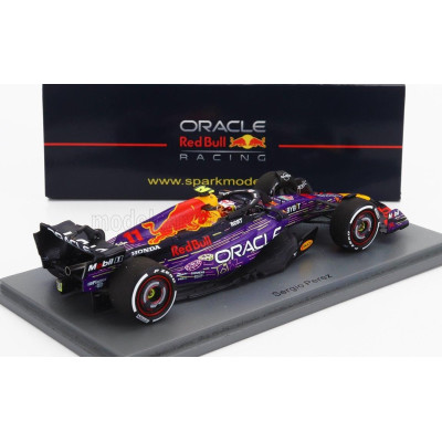 SPARK MODEL RED BULL F1  RB19 TEAM ORACLE RED BULL RACING N 11 3rd LAS VEGAS USA GP 2023 SERGIO PEREZ - PURPLE YELLOW RED 1/43