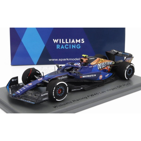 SPARK MODEL WILLIAMS F1  FW45 TEAM WILLIAMS RACING GULF N 2 LAS VEGAS USA GP 2023 LOGAN SARGEANT - BLUE BLACK GOLD 1/43