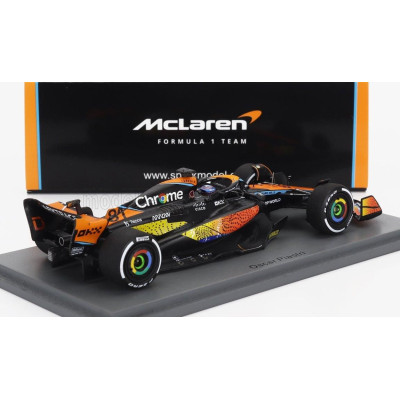 SPARK MODEL McLAREN F1  MCL60 TEAM McLAREN N 81 6th ABU DHABI GP 2023 OSCAR PIASTRI - ORANGE BLUE BLACK 1/43