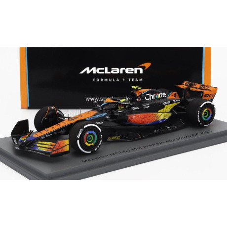 SPARK MODEL McLAREN F1  MCL60 TEAM McLAREN N 4 5th ABU DHABI GP 2023 LANDO NORRIS - ORANGE BLUE BLACK 1/43