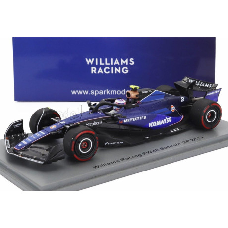 SPARK MODEL WILLIAMS F1  FW46 TEAM WILLIAMS RACING N 2 BAHRAIN GP 2024 LOGAN SARGEANT - 2 TONE BLUE 1/43