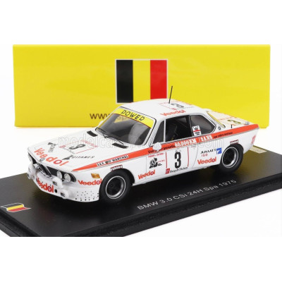 SPARK MODEL BMW 3.0 CSi TEAM LUIGI RACING N 14 24h SPA 1975 JEAN MARIE DETRIN - JEAN JACQUES FEIDER - WHITE RED 1/43