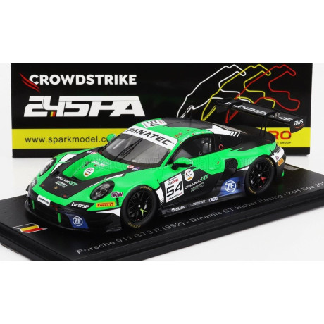 SPARK MODEL PORSCHE 911 992 GT3 R TEAM HUBER RACING N 54 24h SPA 2023 A.GUVEN - S.MULLER - C.ENGELHART - GREEN BLACK 1/43