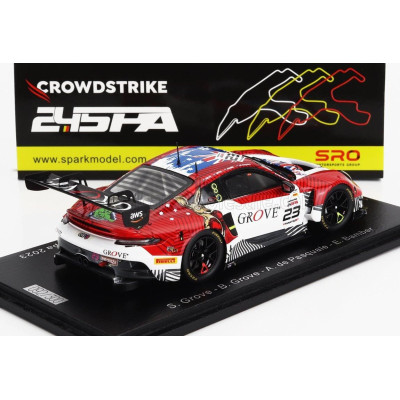 SPARK MODEL PORSCHE 911 992 GT3 R TEAM GROVE RACING N 23 24h SPA 2023 S.GROVE - B.GROVE - A.DE PASQUALE - E.BAMBER - RED WHITE 1