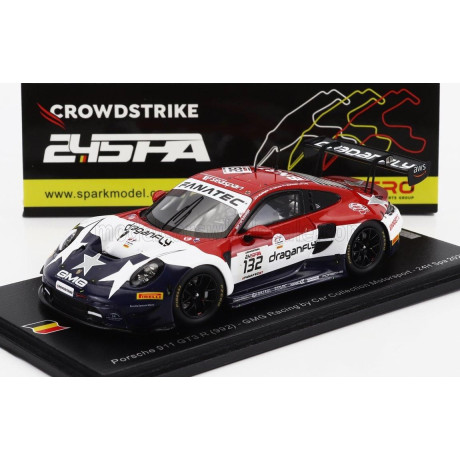 SPARK MODEL PORSCHE 911 992 GT3 R TEAM GMG RACING N 132 24h SPA 2023 K.WADHINGTON - J.SOFRONAS - P.LONG - J.BLEEKEMOLEN - RED WH