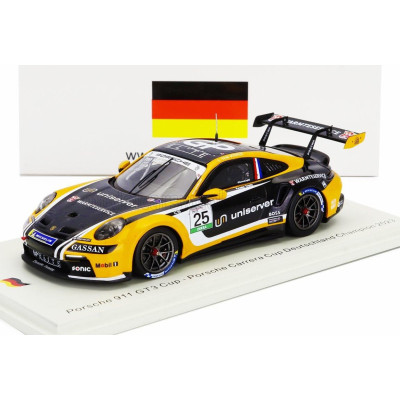 SPARK MODEL PORSCHE 911 992 GT3 CUP N 25 PORSCHE CARRERA CUP DEUTSCHLAND CHAMPION 2023 LARRY TEN VOORDE - BLACK ORANGE 1/43