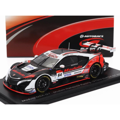 SPARK MODEL HONDA NSX-GT TEAM MODULO NAKAJIMA RACING N 64 GT500 CLASS SUPER GT 2021 TAKUYA IZAWA - HIROKI OTSU - BLACK WHITE RED