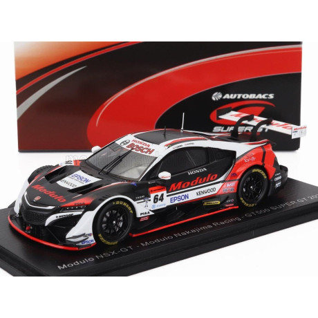 SPARK MODEL HONDA NSX-GT TEAM MODULO NAKAJIMA RACING N 64 GT500 CLASS SUPER GT 2021 TAKUYA IZAWA - HIROKI OTSU - BLACK WHITE RED