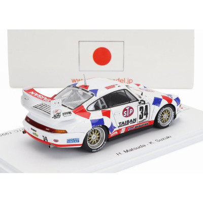 SPARK MODEL PORSCHE 911 993 GT2 TEAM STP TAISAN N 34 WINNER ROUND 6 GT1 JGTC 1995 TAUGIO MATSUDA - KEIICHI SUZUKI - WHITE BLUE R