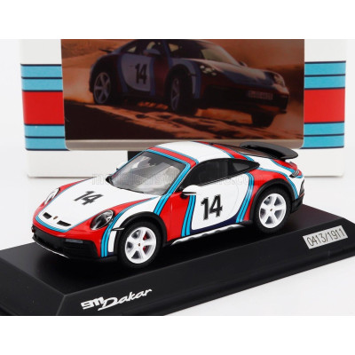 SPARK MODEL PORSCHE 911 992 DAKAR COUPE N 14 MARTINI RACING LIVERY 2023 - WHITE RED BLUE 1/43