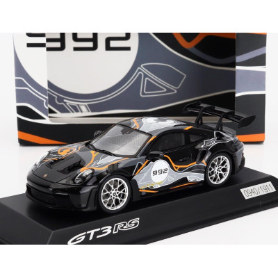 SPARK MODEL PORSCHE 911 992 GT3 RS COUPE N 992 WEISSACH TEST TRACK 2023 - BLACK SILVER ORANGE 1/43