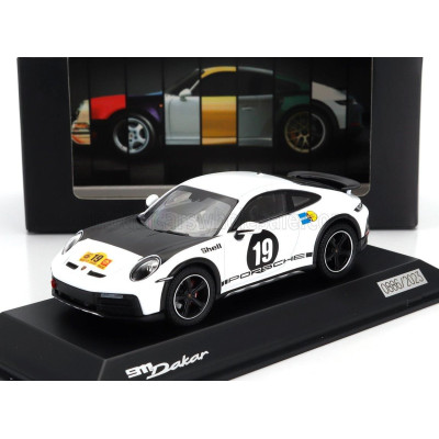 SPARK MODEL PORSCHE 911 992 N 19 RALLY DAKAR (LIVERY 1971) COUPE 2023 - WHITE BLACK 1/43