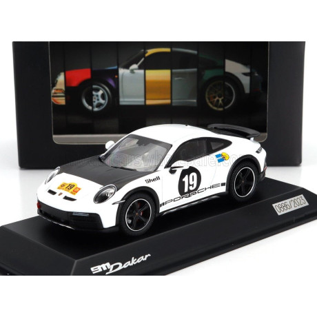 SPARK MODEL PORSCHE 911 992 N 19 RALLY DAKAR (LIVERY 1971) COUPE 2023 - WHITE BLACK 1/43