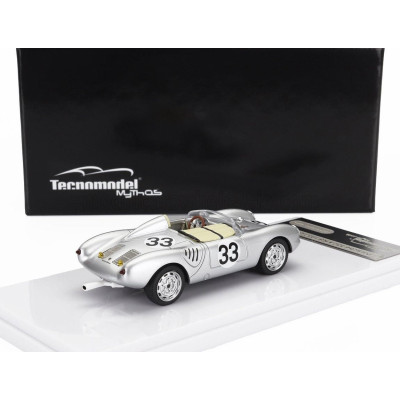 TECNOMODEL PORSCHE 550A TEAM PORSCHE KG N 33 24h LE MANS 1957 H.HERMANN - R.VON FRANKENBERG - SILVER 1/43