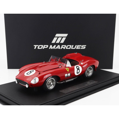 TOPMARQUES FERRARI 315S SPIDER TEAM SCUDERIA FERRARI N 8 24h LE MANS 1957 LEWIS EVANS - MARTINO SEVERI - RED 1/18