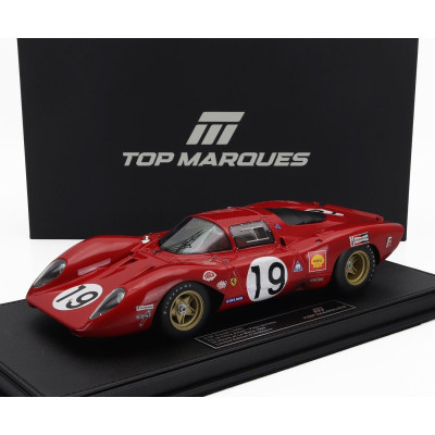 TOPMARQUES FERRARI 312P 3.0L V12 COUPE TEAM SEFAC N 19 24h LE MANS DIRTY VERSION 1969 CHRIS AMON – PETER SCHETTY - RED 1/18