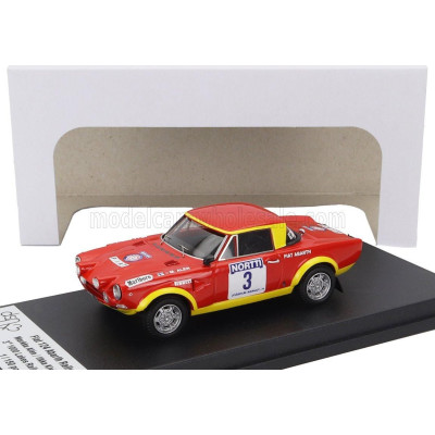 TROFEU FIAT 124 ABARTH (night version) N 3 3rd RALLY 1000 LAKES 1974 MARKKU ALEN - ILKKA KIVIMAKI - RED YELLOW 1/43
