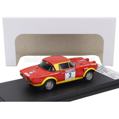 TROFEU FIAT 124 ABARTH (night version) N 3 3rd RALLY 1000 LAKES 1974 MARKKU ALEN - ILKKA KIVIMAKI - RED YELLOW 1/43