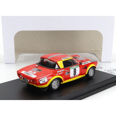 TROFEU FIAT 124 ABARTH (night version) N 8 RALLY PORTUGAL 1975 ANTONIO BORGES - JOAO ANJOS - RED YELLOW 1/43