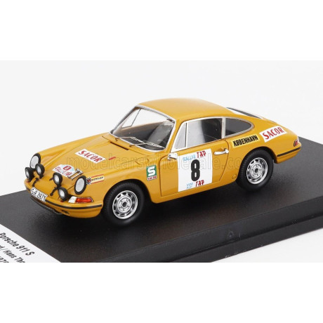 TROFEU PORSCHE 911S COUPE (night version) N 8 3rd RALLY TAP 1970 BJORN WALDEGAARD - HANS THORSZELIUS - YELLOW 1/43