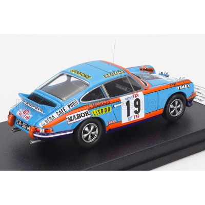 TROFEU PORSCHE 911 CARRERA RS COUPE N 19 RALLY TAP 1973 AMERICO NUNES - ANTONIO MORAIS - LIGHT BLUE ORANGE 1/43