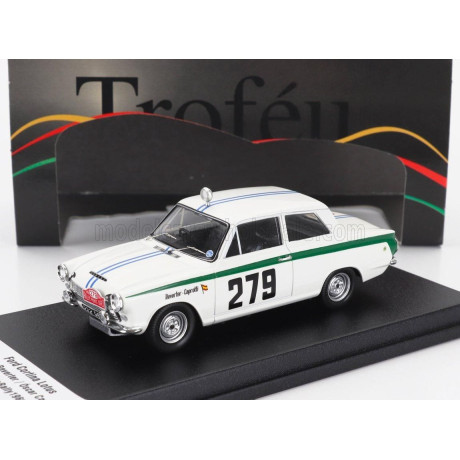 TROFEU FORD ENGLAND CORTINA LOTUS N 279 RALLY MONTECARLO 1964 ESTANISLAO REVERTER - OSCAR CAPROTTI - WHITE GREEN 1/43