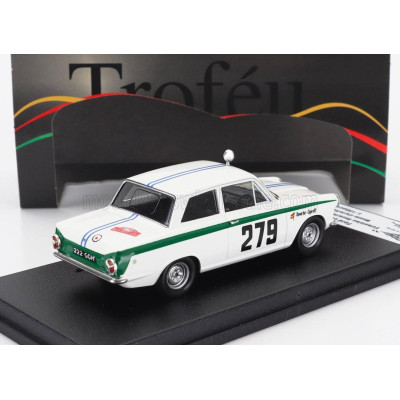 TROFEU FORD ENGLAND CORTINA LOTUS N 279 RALLY MONTECARLO 1964 ESTANISLAO REVERTER - OSCAR CAPROTTI - WHITE GREEN 1/43