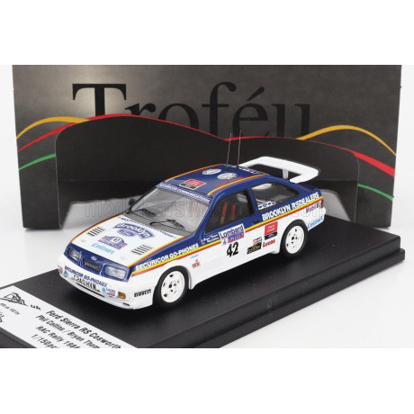 TROFEU FORD ENGLAND SIERRA RS COSWORTH N 42 RALLY RAC LOMBARD 1986 PHIL COLLINS  - BRYAN THOMAS - BLUE WHITE 1/43