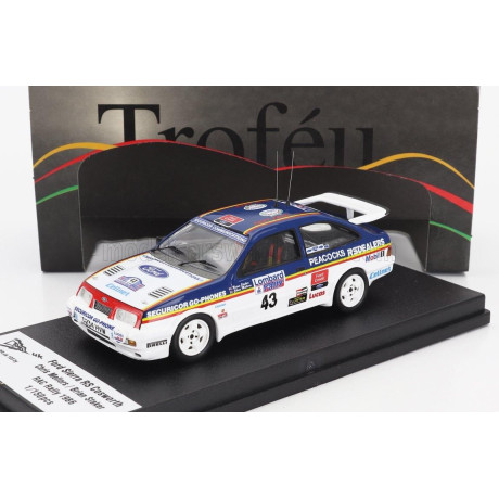 TROFEU FORD ENGLAND SIERRA RS COSWORTH N 43 RALLY RAC LOMBARD 1986 CHRIS MELLORS - BRIAN STAKER - BLUE WHITE 1/43