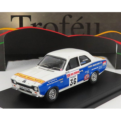 TROFEU FORD ENGLAND ESCORT MKI N 36 WINNER Gr.1 RALLY DONEGAL INTERNATIONAL 1975 B.FISHER - D.SMYTH - WHITE BLUE YELLOW 1/43