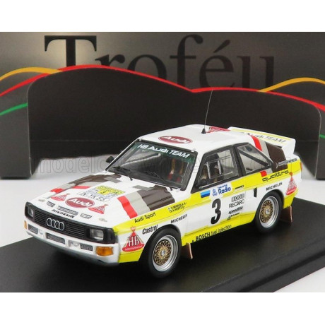 TROFEU AUDI QUATTRO SPORT N 3 4th RALLY SWEDEN 1985 H.MIKKOLA - A.HERTZ - WHITE YELLOW BROWN 1/43
