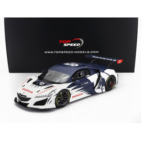 TRUESCALE HONDA NSX GT3 EVO TEAM ALPHA TAURI N 0 RED BULL FORMULA NURBURGRING 2023 YUKI TSUNODA - WHITE BLUE 1/18