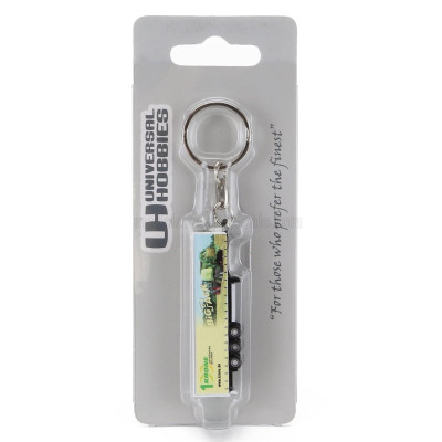 UNIVERSAL HOBBIES TRAILER PORTACHIAVI - KEYRING RIMORCHIO TELONATO KRONE BIG-PACK FOR TRUCK - CM. 5.8 - YELLOW GREEN 1/250