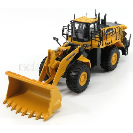 UNIVERSAL HOBBIES KOMATSU WA600 RUSPA GOMMATA - SCRAPER TRACTOR - YELLOW BLACK 1/50