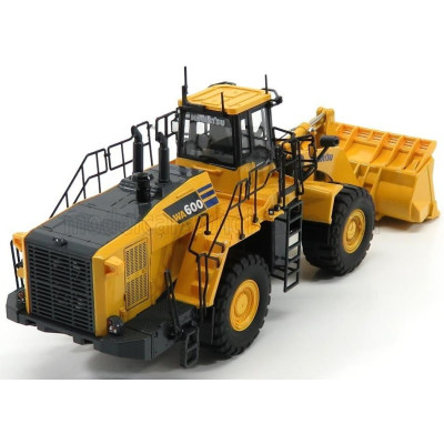 UNIVERSAL HOBBIES KOMATSU WA600 RUSPA GOMMATA - SCRAPER TRACTOR - YELLOW BLACK 1/50