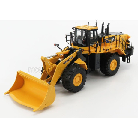 UNIVERSAL HOBBIES KOMATSU WA600 RUSPA GOMMATA - SCRAPER TRACTOR - YELLOW BLACK 1/50