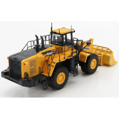 UNIVERSAL HOBBIES KOMATSU WA600 RUSPA GOMMATA - SCRAPER TRACTOR - YELLOW BLACK 1/50