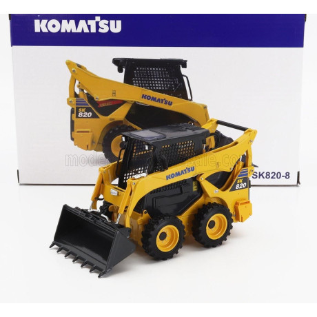 UNIVERSAL HOBBIES KOMATSU SK820 RUSPA GOMMATA - SCRAPER TRACTOR - YELLOW BLACK 1/32