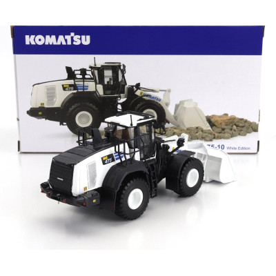 UNIVERSAL HOBBIES KOMATSU WA475-10 RUSPA GOMMATA TRACTOR SCRAPER 2010 - WHITE BLACK 1/50