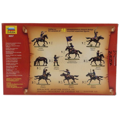 ZVEZDA FIGURES SWEDISH DRAGOONS OF CHARLES XII 1/72