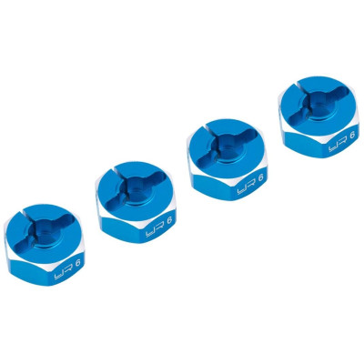 Hliníkové HEX unašeče kola 12x6mm, 4ks, modrý
